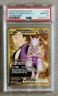 PSA 10 GEM MINT Pokemon Rocket's Mewtwo ex 240 Destined Rivals Hyper Rare 2025 - Image 1