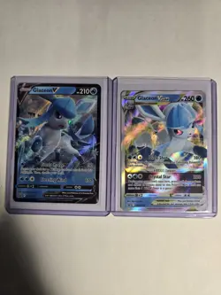 Glaceon V and VSTAR SWSH196 SWSH197 Black Star Promo Holo Half Art Pokemon Card - Image 1