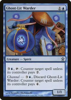 Ghost-Lit Warder 1x FOIL SOK MTG Saviors of Kamigawa Uncommon MINT blue - Image 1