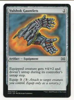 Magic The Gathering MTG Double Masters Card #305 Vulshok Gauntlets - Image 1