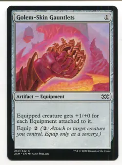 Magic The Gathering MTG Double Masters Card #259 Golem-Skin Gauntlets - Image 1