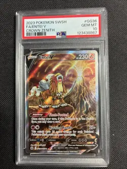 2023 POKEMON SWORD & SHIELD CROWN ZENITH #GG36 FULL ART/ENTEI V PSA 10 - Image 1