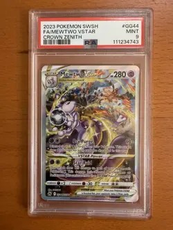 Pokemon TCG Mewtwo VSTAR GG44/GG70 Crown Zenith: Galarian Gallery Holo PSA 9 - Image 1