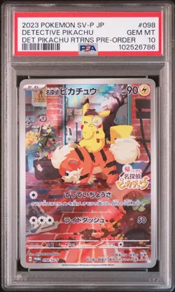 2023 POKEMON JPN SV-P PROMO #098 DETECTIVE PIKACHU PSA 10 - Image 1