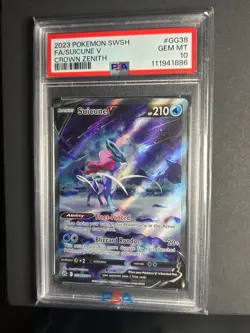 PSA 10 GEM MINT SUICUNE V ALT ART GG38/GG70 CROWN ZENITH 2023 POKEMON TCG - Image 1
