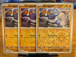 Pokemon TCG Paldea Evolved Croagunk Reverse Holo 114/193 x3 - Image 1