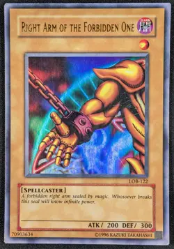 Right Arm of The Forbidden One 1996 Ultra Rare Holo Yugioh LOB-122 (MP) - Image 1