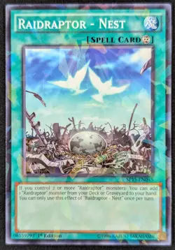 Raidraptor Nest 1996 1st Edition Shatterfoil Rare Yugioh Card SP15-EN045 (NM) - Image 1