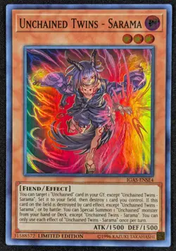Unchained Twins Sarama 1996 Limited Ed Super Rare Holo Yugioh 1GAS-ENSE4 (NM) - Image 1