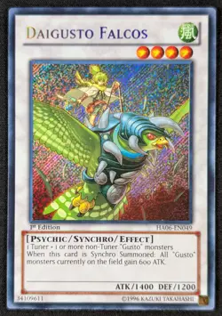 Daigusto Falcos 1996 1st Edition Secret Rare Yugioh Card HA06-EN049 (NM) - Image 1