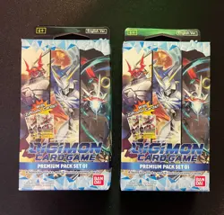 2021 DIGIMON CARD GAME ENGLISH PREMIUM PACK SET 01 INCLUDES 4 BOOSTERS + 2 PROMO 811039035143 - Image 1