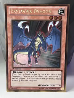 Yu-Gi-Oh Card - PGLD-EN071 - EXPLODER DRAGON (gold secret rare holo) - NM/Mint - Image 1