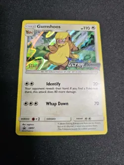 Gumshoos STAFF Prerelease Black Star Promo Holo SM97 Sun & Moon Pokemon Card LP - Image 1