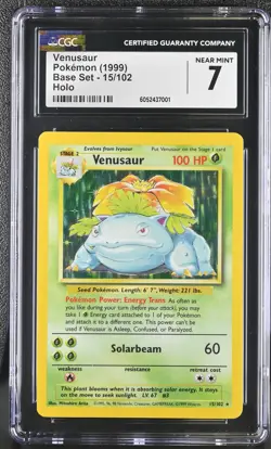 CGC 7 Venusaur 1999 Base Set 15/102 Holo Pokemon Card - Image 1