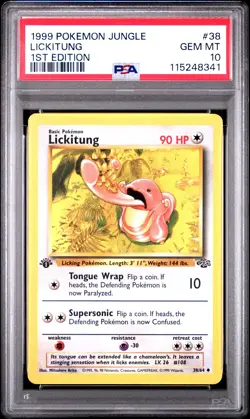 1999 POKEMON JUNGLE 1ST ED #38 LICKITUNG PSA 10 - Image 1