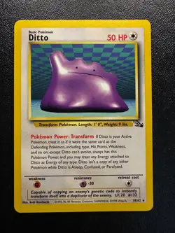 Pokemon TCG Ditto Fossil 18/62 Non Holo Unlimited Rare - Image 1