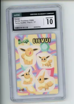 1998 Pokemon Bandai Sealdass Eevee Part 2 #17 Japanese Fancy Graffiti CGC 10 GEM - Image 1