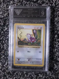 rattata 61/102 base set SHADOWLESS GETGRADED mint 9 pokemon not PSA - Image 1