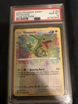 2020 Pokemon SWSH Vivid Voltage Rayquaza #138/185 PSA 10 Gem MT - Image 1