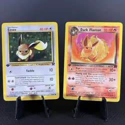 1st EDITION Evee 55/82 & Dark Flareon 35/82 Team Rocket Cards LP - Image 1