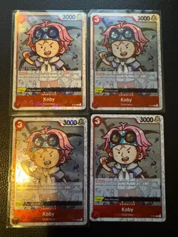 P-014 Koby Jolly Roger Foil PRB-01 x4 Playset One Piece Card Game TCG Red - Image 1