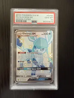 Pokemon Glaceon GX Hidden Fates Full Art #SV55 PSA 10 Gem Mint - Image 1