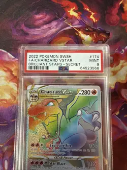 2022 Pokemon Brilliant Stars Charizard VSTAR 174/172 Rainbow Secret Rare PSA 9 - Image 2