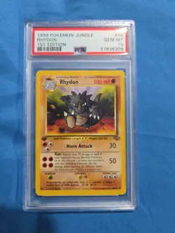 1999 POKEMON JUNGLE 1ST EDITION #45 RHYDON PSA 10 - Image 1