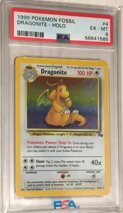 1999 WOTC Pokemon Fossil PSA 6 Dragonite HOLO #4 FREE COMBINED SHIPPING TO USA - Image 1