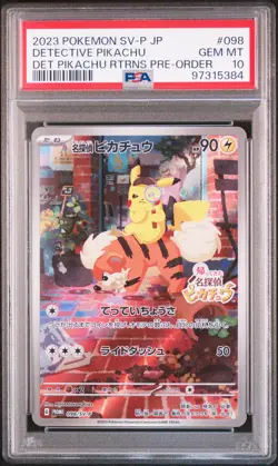 2023 POKEMON JAPANESE SV-P PROMO #098 DETECTIVE PIKACHU PSA 10 - Image 1
