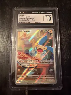 CGC 10 Gem Mint Minun 194/182 Paradox Rift Holo Pokemon TCG Scarlet & Violet - Image 1