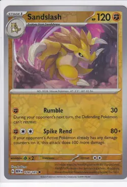 Sandslash Reverse Holo Uncommon SV: Scarlet & Violet 151 028/165 Pokemon Card - Image 1
