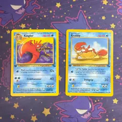 Kingler + Krabby 38/62 Uncommon Fossil 1st Edition Non Holo Pokemon Card - Image 1
