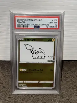 PSA 10 Pikachu 208/S-P Pokemon S Promo Japanese 2021 Yu Nagaba X Pcg Campaign - Image 1