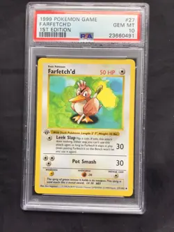 Pokemon Cards: Base Set 1st Edition Uncommon: Farfetch'd 27/102 PSA 10 - Image 2