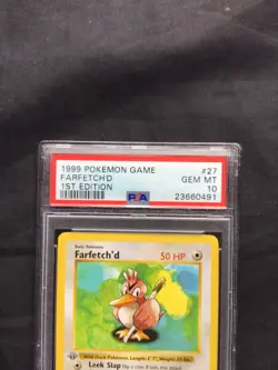 Pokemon Cards: Base Set 1st Edition Uncommon: Farfetch'd 27/102 PSA 10 - Image 3