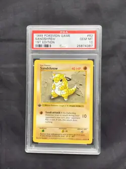 Pokemon Cards: Base Set 1st Edition Common: Sandshrew 62/102 PSA 10 - Image 1