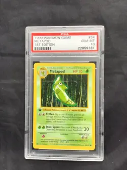 Pokemon Cards: Base Set 1st Edition Common: Metapod 54/102 PSA 10 - Image 1