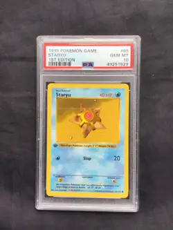 Pokemon Cards: Base Set 1st Edition Common: Staryu 65/102 PSA 10 - Image 1