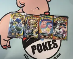 Cosmic Eclipse 4 Pack Art Set Pokemon Trading Cards Sealed New Booster Pack TCG - Image 1