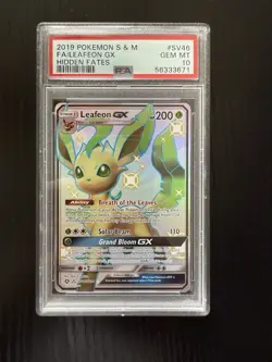 PSA 10 Leafeon GX SV46/SV94 Pokemon Hidden Fates Full Art Holo Card - Image 1