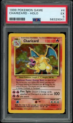 1999 Pokemon Base Set 4/102 Charizard Holo Unlimited PSA 5 - Image 1