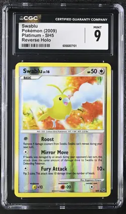 CGC 9 MINT Swablu 2009 Platinum SH5 Reverse Holo Pokemon Card - Image 1