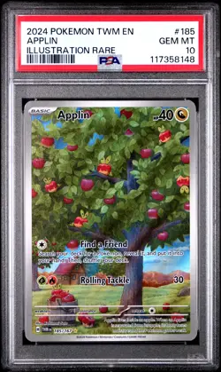 2024 Pokemon TWM EN-Twilight Masquerade Applin #185 Illustration Rare PSA 10 - Image 1