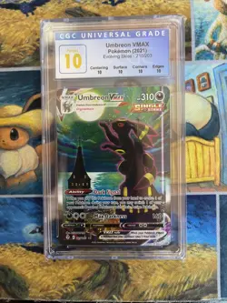CGC 10 PERFECT Umbreon Vmax 215 Moonbreon Alt Art GRAIL Evo Skies Pokemon Slab - Image 1