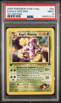 2000 POKEMON GYM CHALLENGE KOGA'S WEEZING 1ST EDITION #50 PSA MINT 9 VINTAGE ! - Image 1