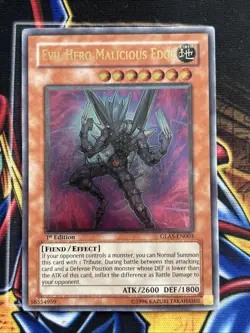 Evil Hero Malicious Edge GLAS-EN003 Ultimate Rare Near Mint 1st Edition Yu-Gi-Oh - Image 1