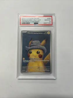 Pokemon Pikachu With Grey Felt Hat SVP 085 Promo Card x Van Gogh GEM MINT PSA 10 - Image 1