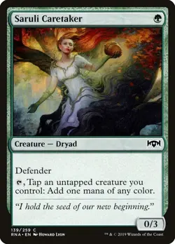 Saruli Caretaker 139 RNA MTG Green Common Dryad Defender Creature Lyon 2019 EN - Image 1