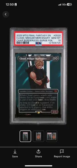 Cloud Midgar Mercenary Borderless Surge Foil Final Fantasy Mythic MTG PSA 10 - Image 1
